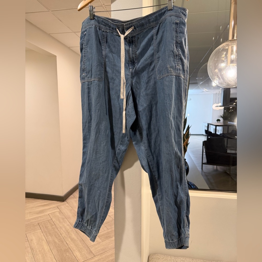 Lou & Grey Blue Denim Joggers with Drawstring XL